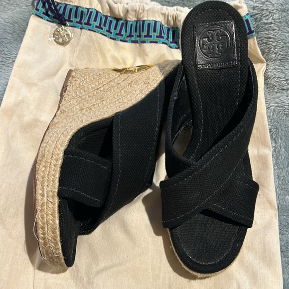 Tory Burch Original Golden Logo Wedge Espadrille Slide Sandals-8.5 - Picture 3 of 11